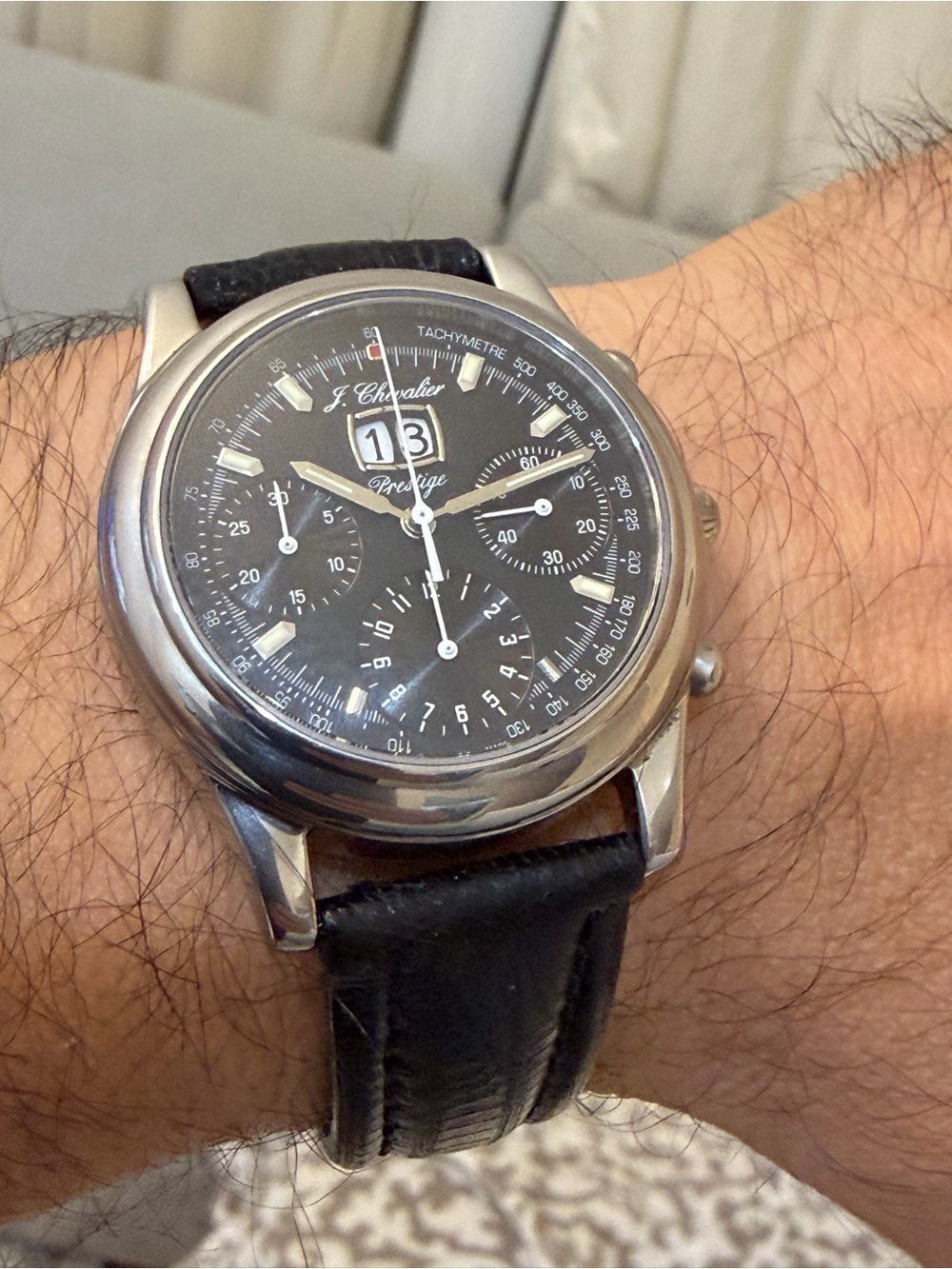 J. Chevalier Prestige Automatic Chronograph 49 Jewels Big Date Watch Ref 3278